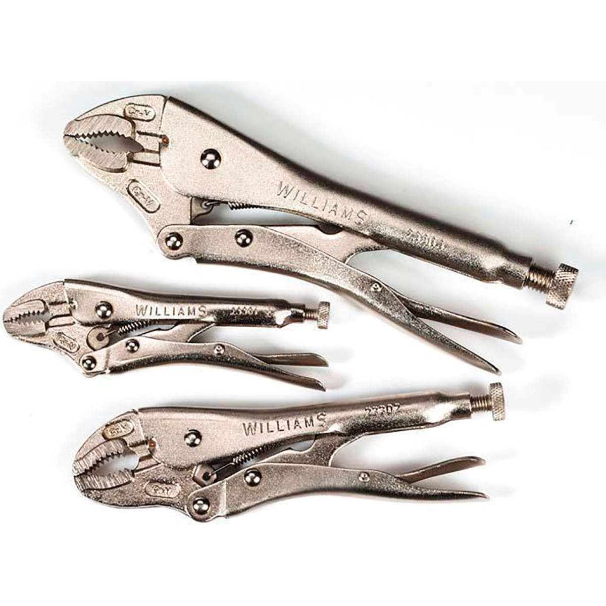 B3191160 3 Piece Curved Jaw Locking Plier with Cutter Set, Silver