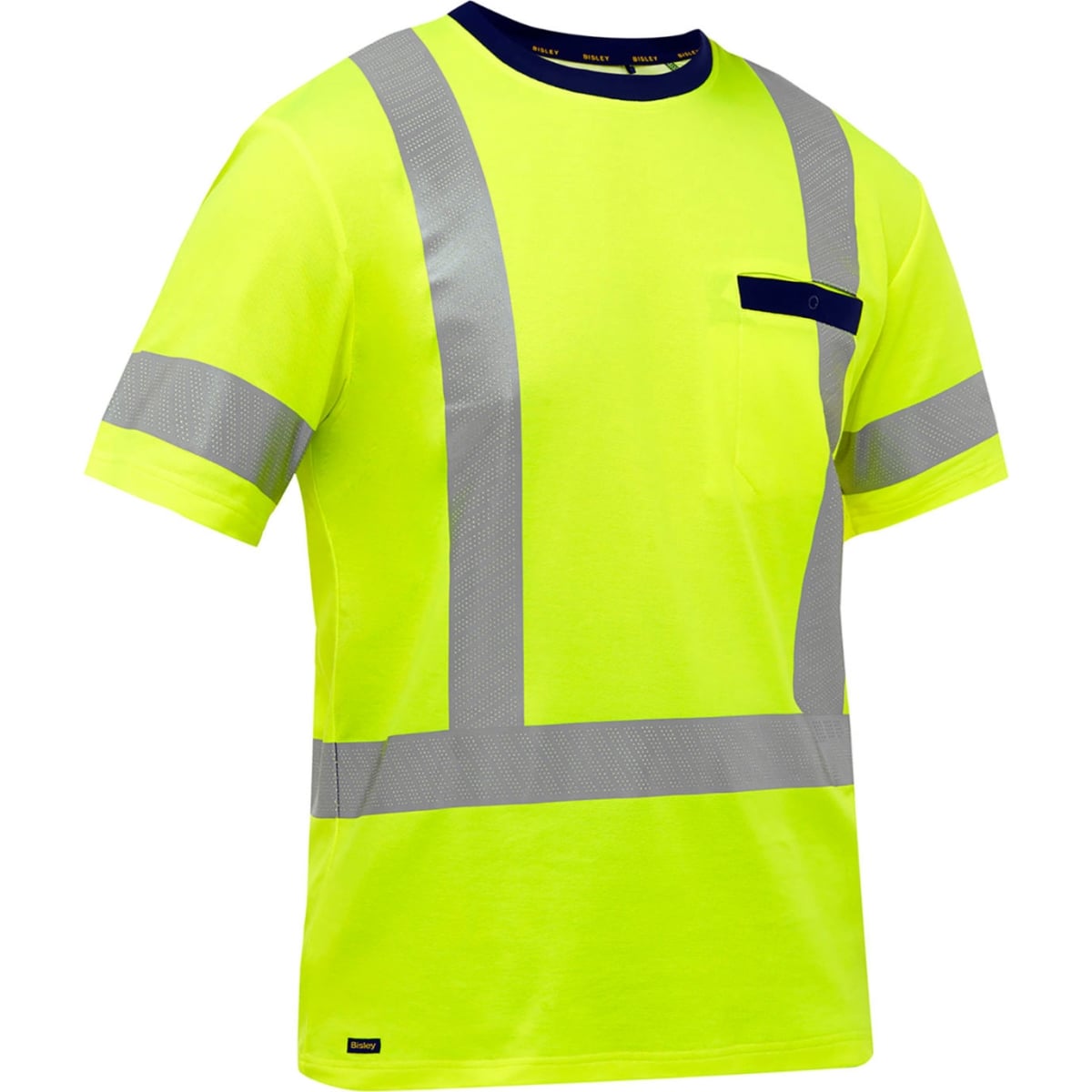 B3186137 Mens Bisley X-Back Short Sleeve T-Shirt with Class 3, Hi-Vis Yellow - Extra Large