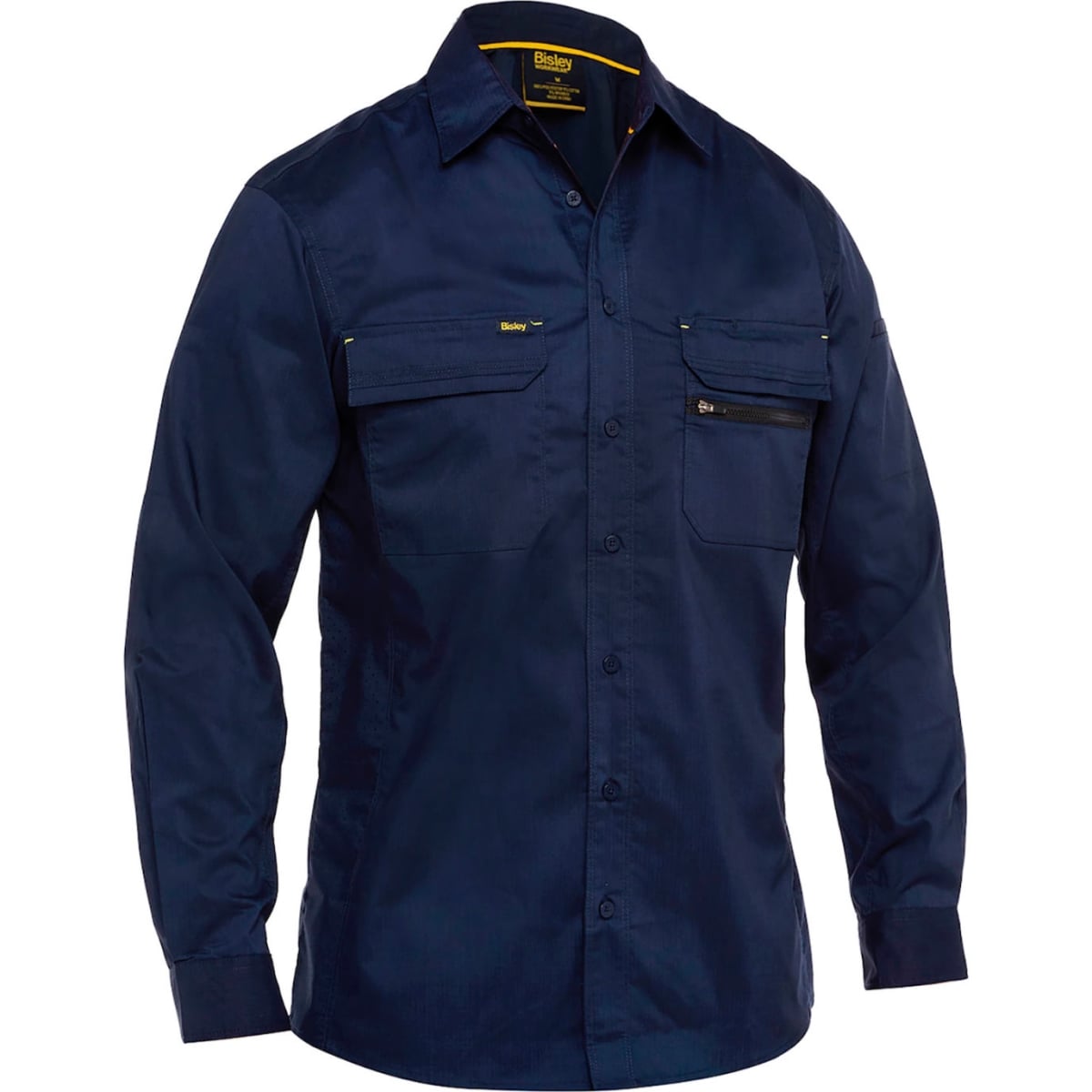 B3186584 Mens Bisley Long Sleeve Ripstop Work Shirt with X-Airflow Ventilation, Navy - Extra Large