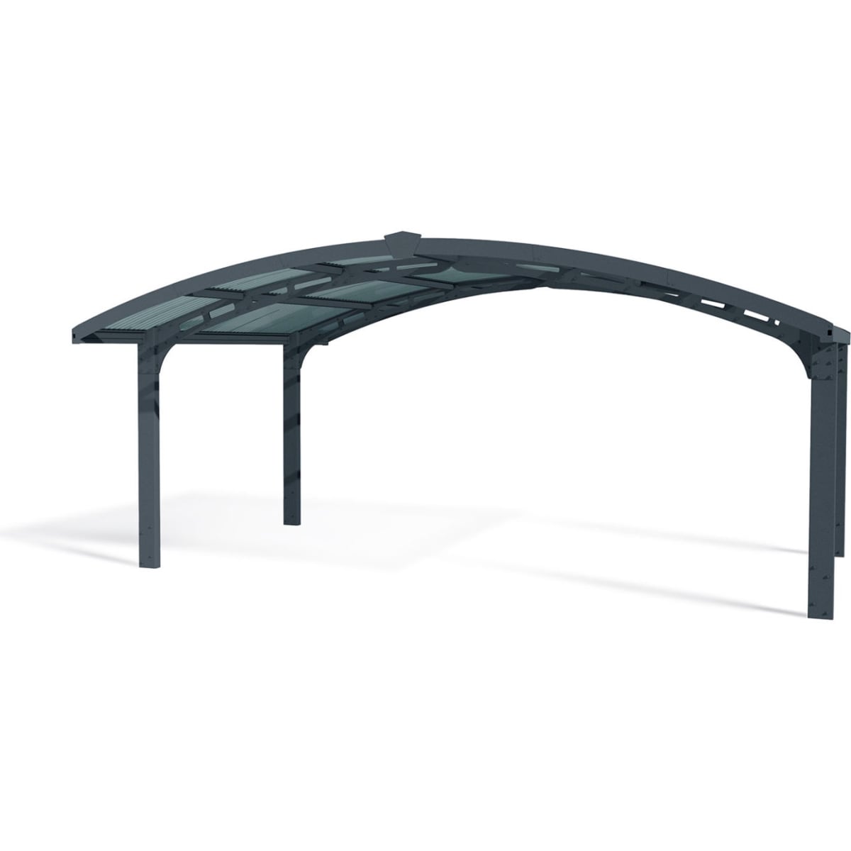 B3234915 Arch-Style Palram Canopia Arizona Wave Double Carport, Gray & Solar Gray