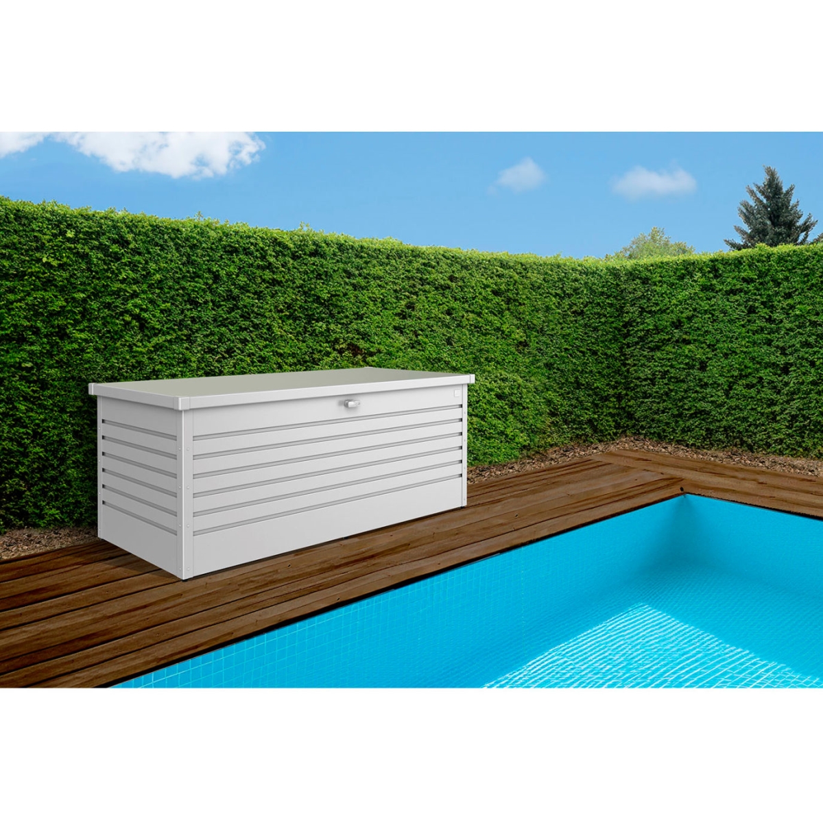 B3234926 210 gal Biohort Galvanized Steel Leisure Time Deck Box, Silver