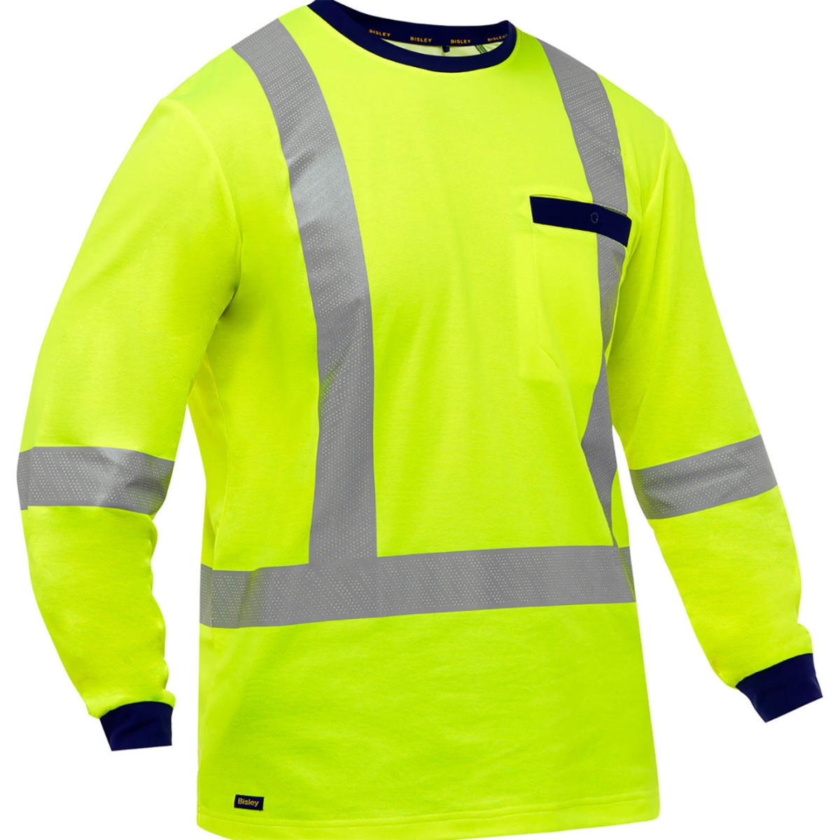 B3186197 Mens Bisley X-Back Long Sleeve Shirt with Class 3, Hi-Vis Yellow - Medium