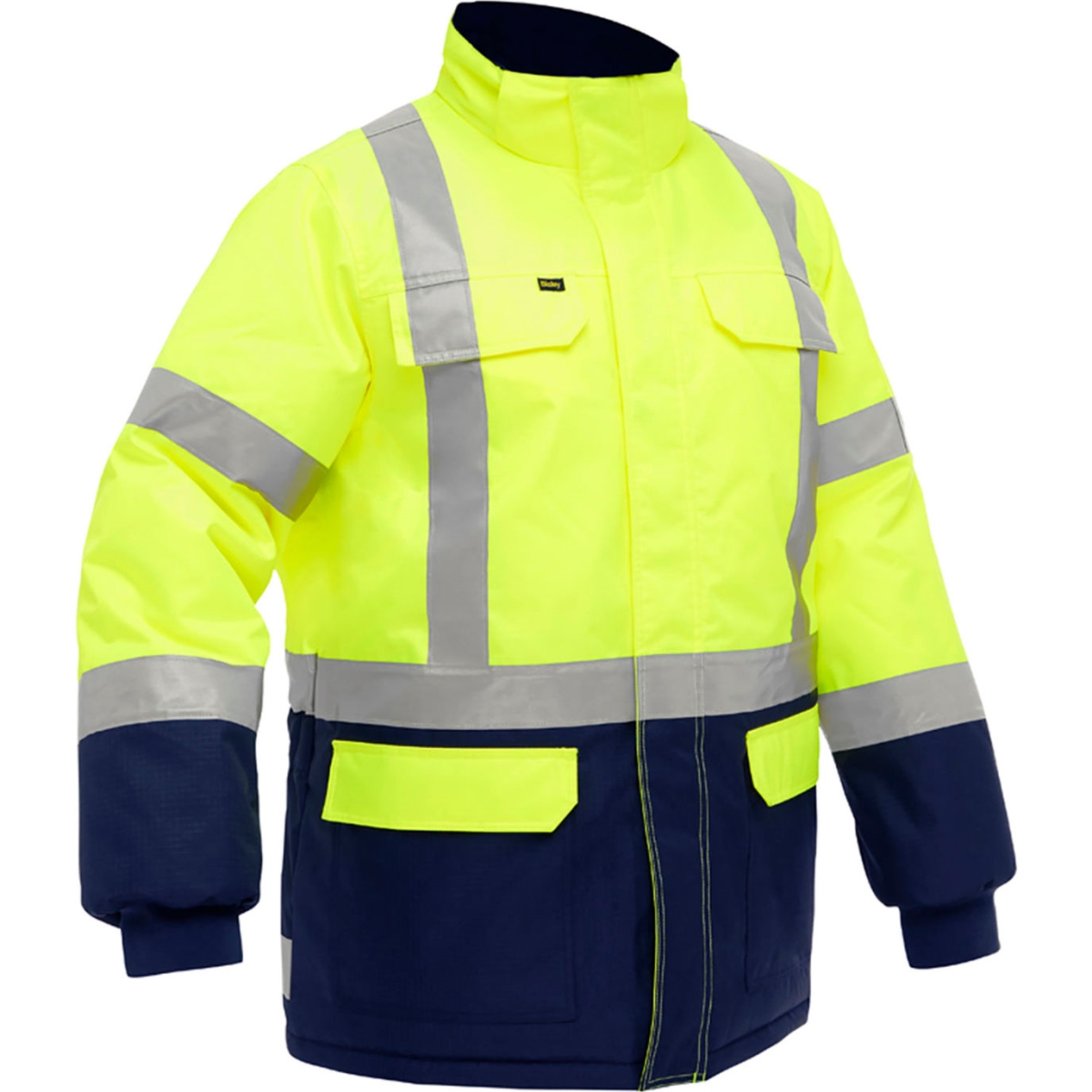 B3186235 Bisley Insulated Freezer Jacket with Navy Bottom, Hi-Vis Yellow - Medium