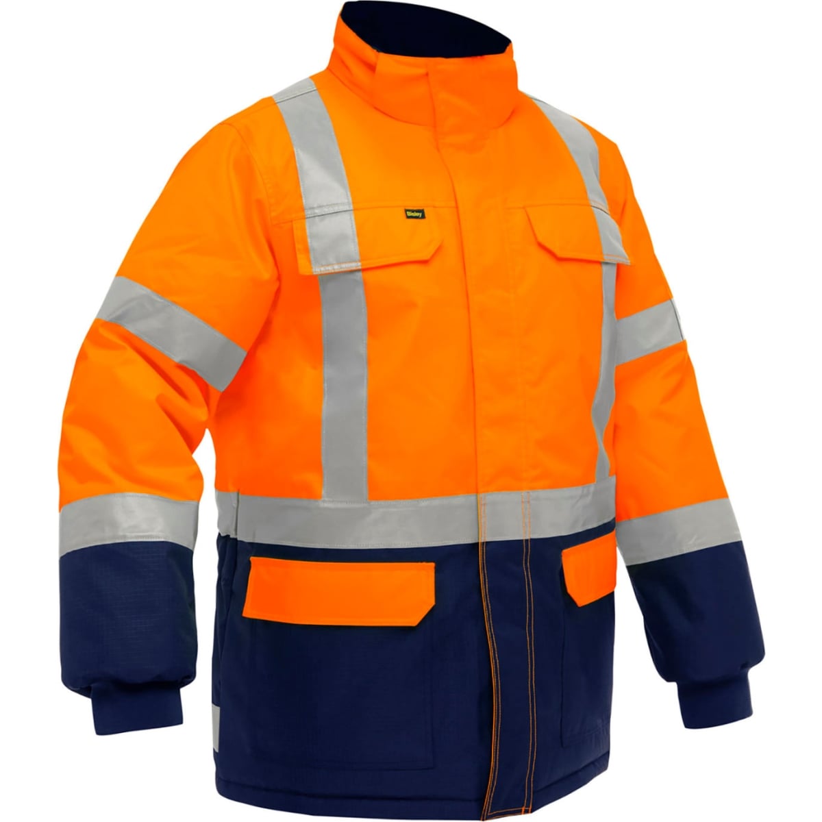 B3186326 Bisley Insulated Freezer Jacket with Navy Bottom, Hi-Vis Orange - Small