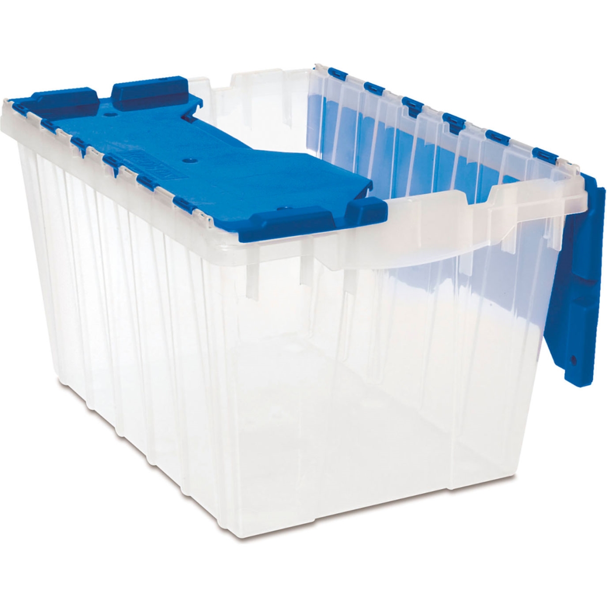 B3775263 12 gal Keep Box Attached Lid Container, Clear & Blue - 21.5 x 15 x 12.5 in.