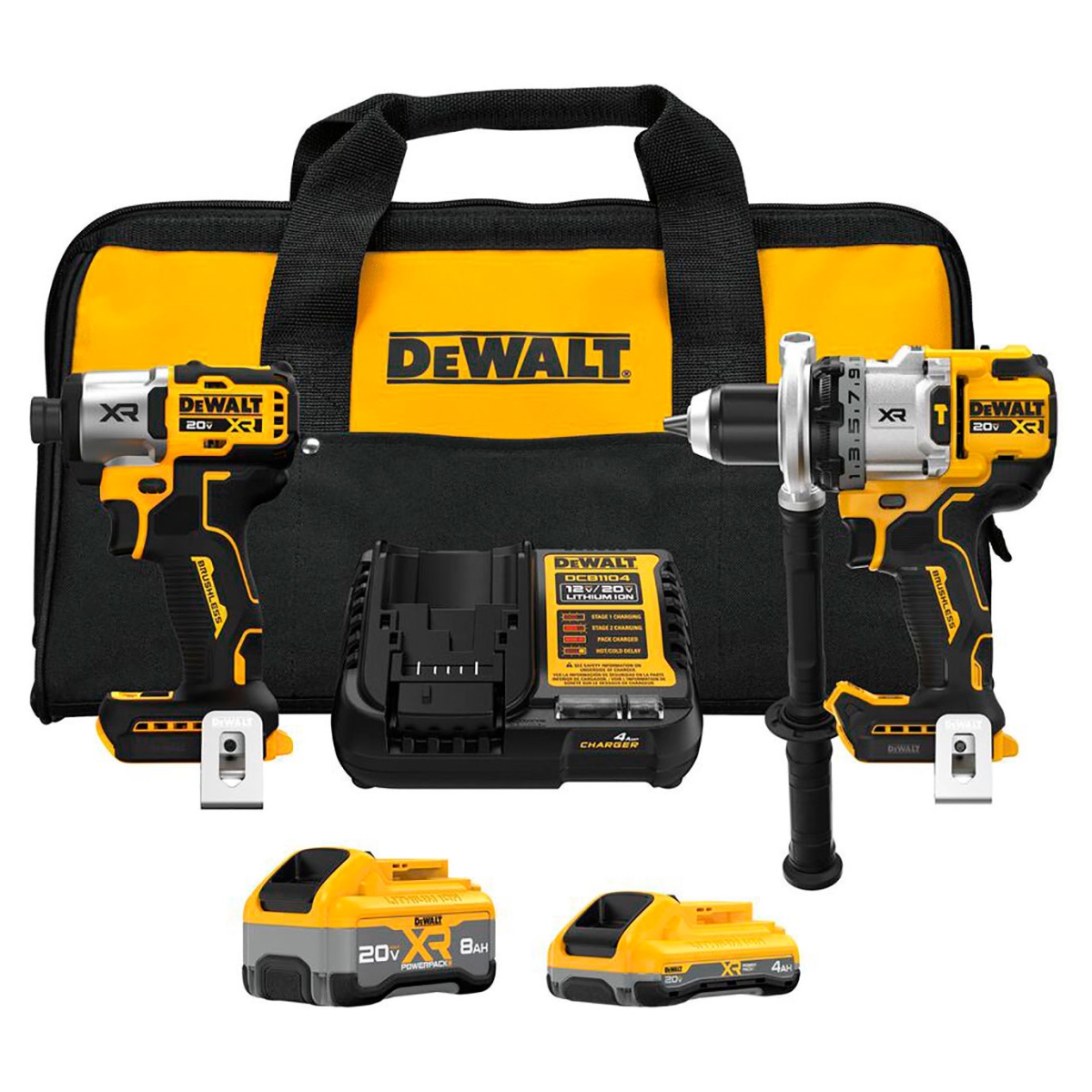 Stanley Black & Decker B3224572 DeWalt 20V MAX XR 2-Tool Combo Kit with 8Ah XR Powerpack Batteries Hammer Drill & Impact Driver