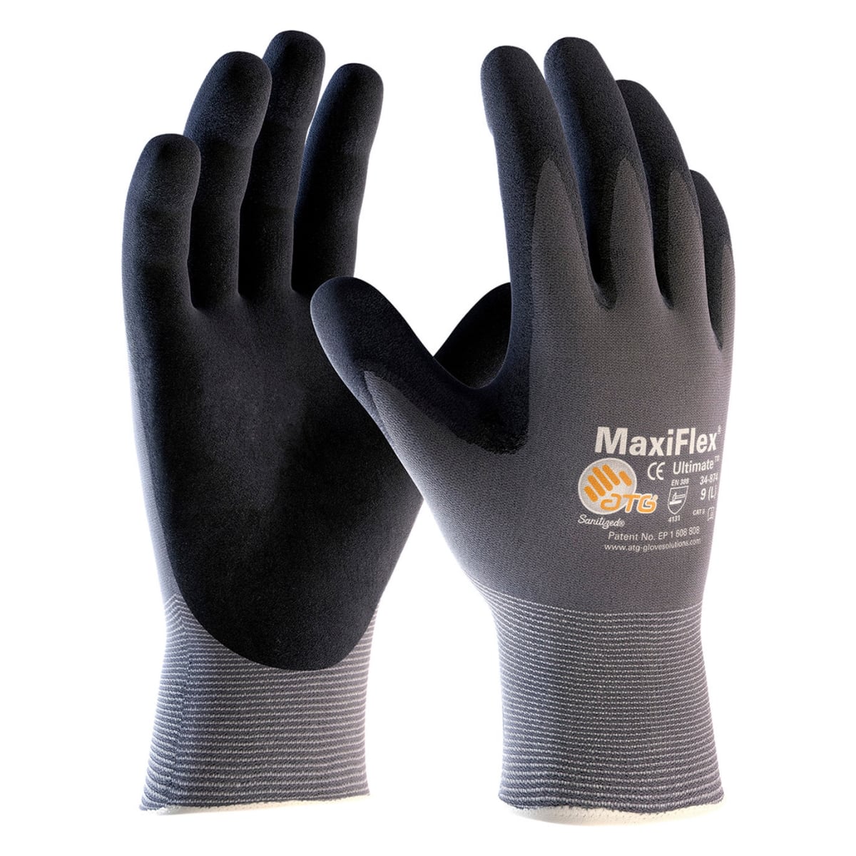 B2274092 Ultimate Nitrile Coated Knit Nylon Gloves, Black - 3XL - 12 Pair