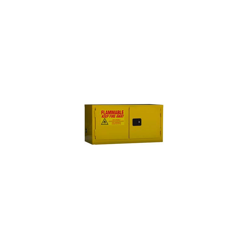 Global Industrial 240970 11 gal Stackable Flammable Cabinet with Self Close Double Door, Yellow - 34 x 18 x 22 in.