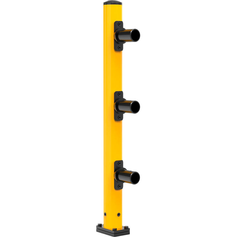 Global Industrial B3232868 Pedestrian Plastic Guard Rail End Post, Yellow - 42 ft.