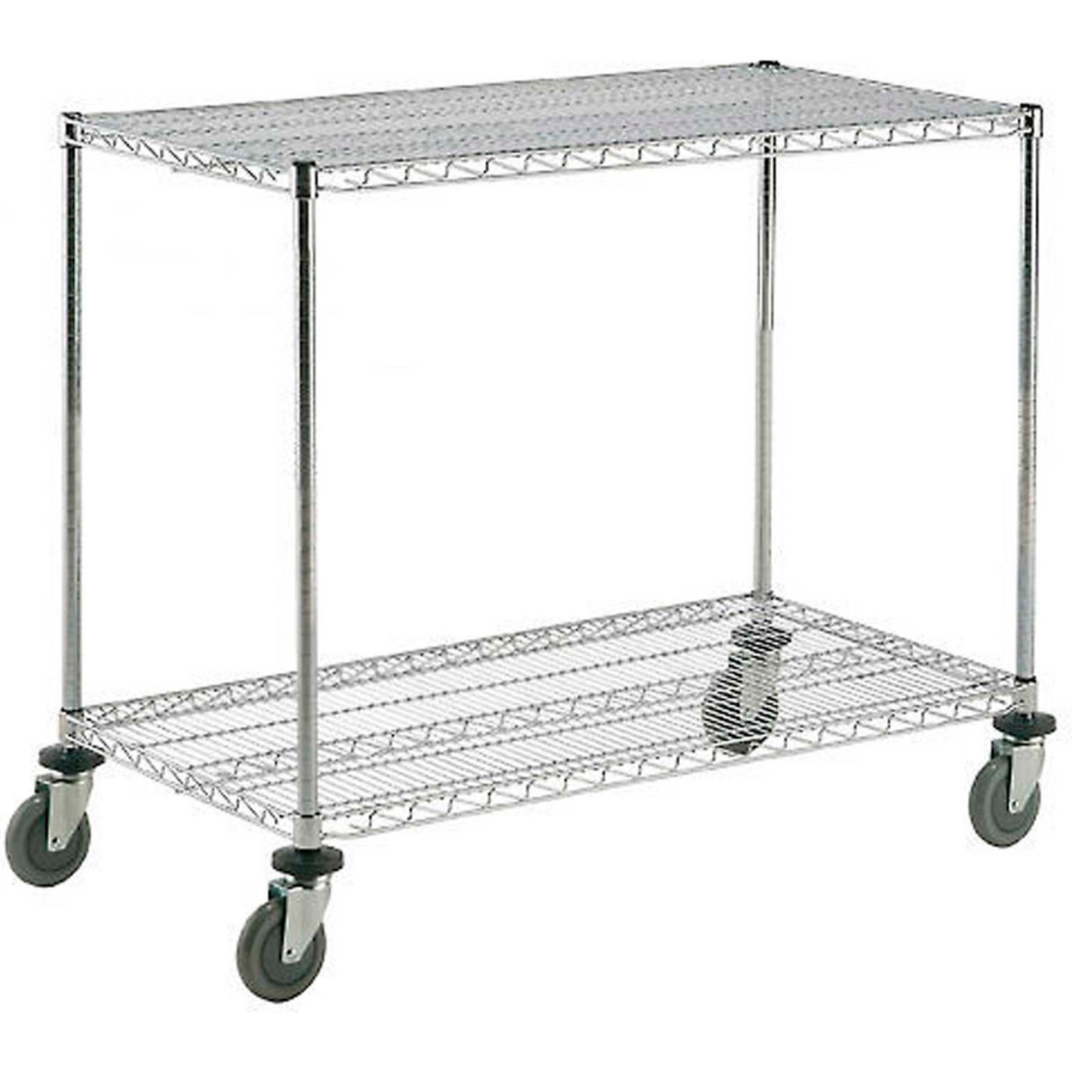 Global Industrial SC2472PC2 Nexel 2 Shelf Cart with Poly Casters 4 Swivel, Chrome - 72 x 24 x 40 in.