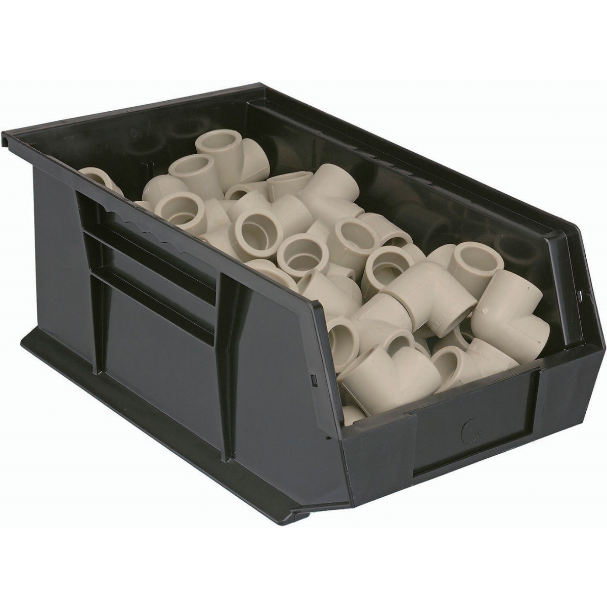 239610BK Plastic Hang & Stack Bin, Black - 13.62 x 8.25 x 8 in.