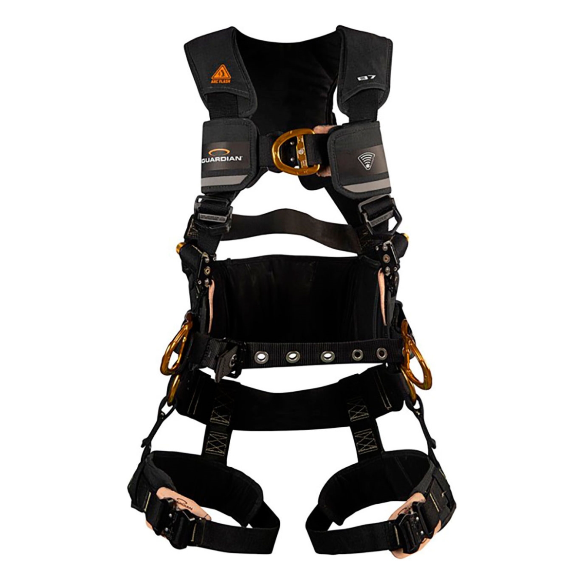 B3182341 Guardian B7-Comfort Arc Flash Harness with Waist Pad Sternal & Hip D-Rings, Black - Small