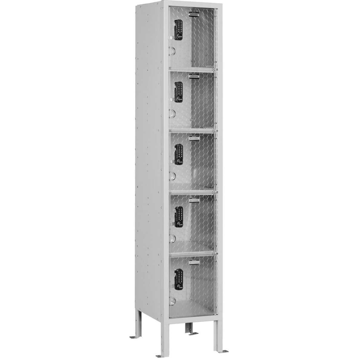 Global Industrial 413143GY 5-Tier 5 Door Clear View Locker Digital Lock, Gray - 12 x 18 x 66 in.
