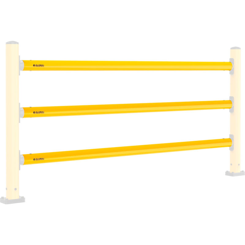 Global Industrial B3232873 Pedestrian Plastic Guard Rail, Yellow - 7 ft. - Set of 3