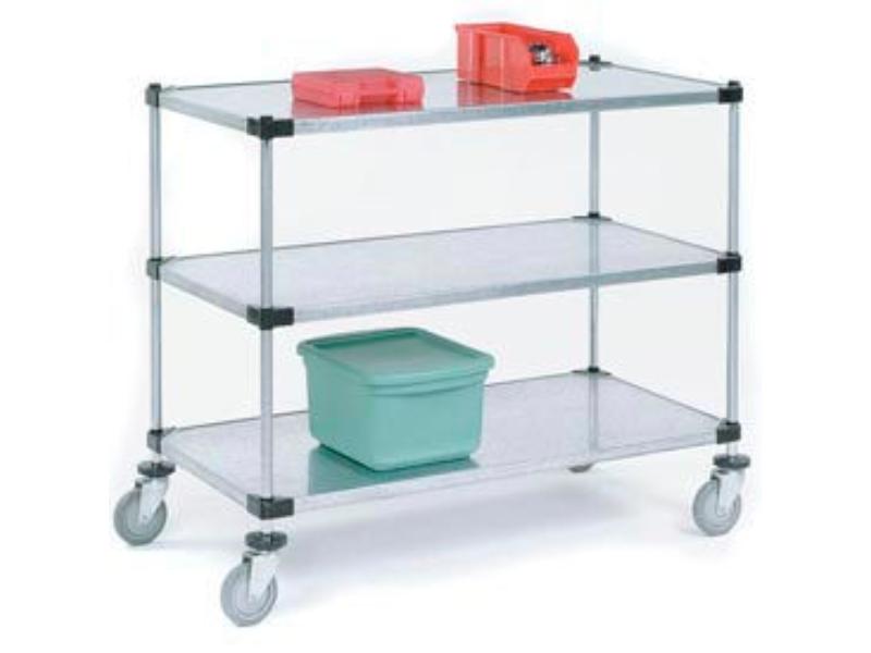 Global Industrial SC18603SZ2 Nexel 2 Shelf Cart with Poly Casters & 4 Swivel, Galvanized - 60 x 18 x 40 in.
