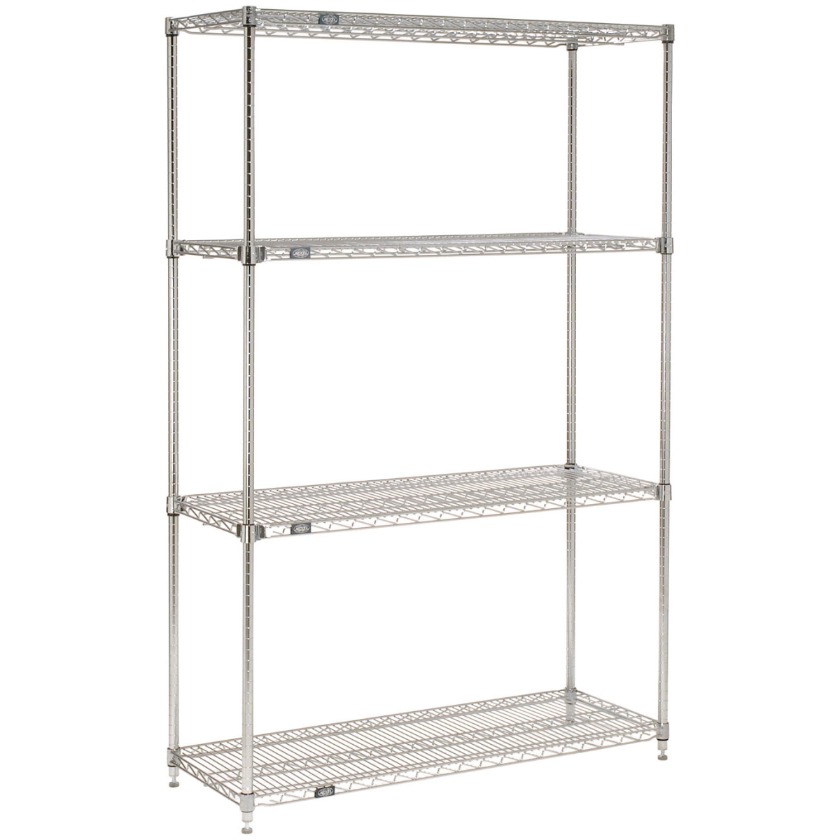 Global Industrial 24609AC Nexel 4 Shelf Chrome Quick Adjust Wire Shelving Unit Starter - 60 x 24 x 96 in.