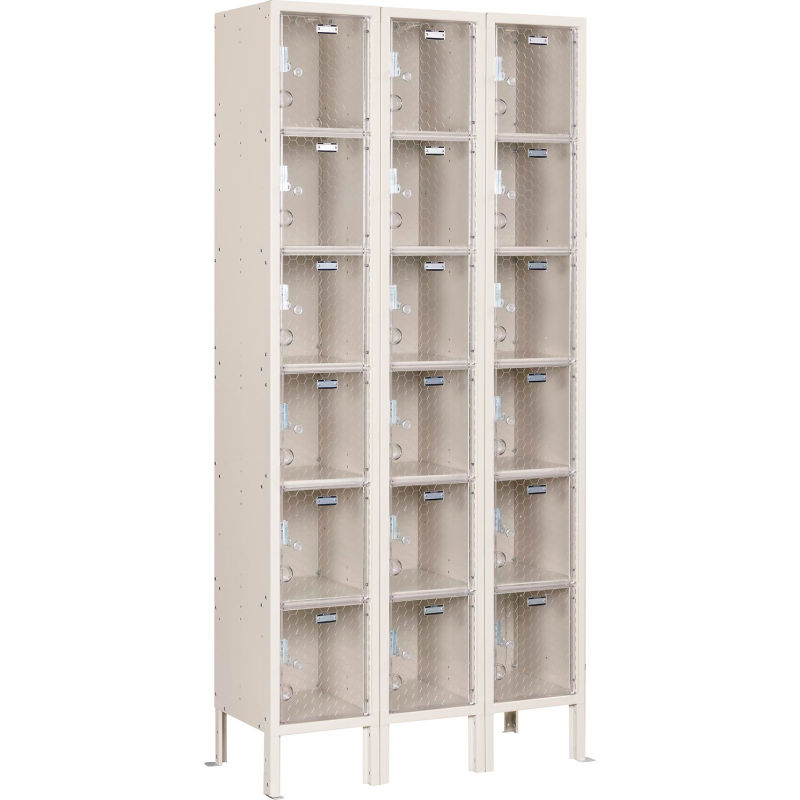 Global Industrial B3191757TNA 6-Tier 18 Door Clear View Locker Digital Lock -, Tan - 36 x 18 x 78 in.