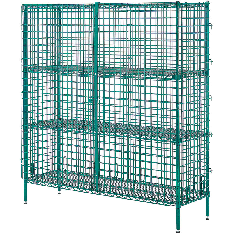 Global Industrial B3249348 Nexel Security Unit Poly-Green 2-Quick Adjust Shelves - 36 x 24 x 66 in.