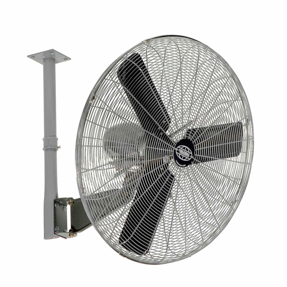 Global Industrial B3776372 24 in. Oscillating Industrial Ceiling Mount Fan with 3 Speed 0.25 HP 7525 CFM - Gray
