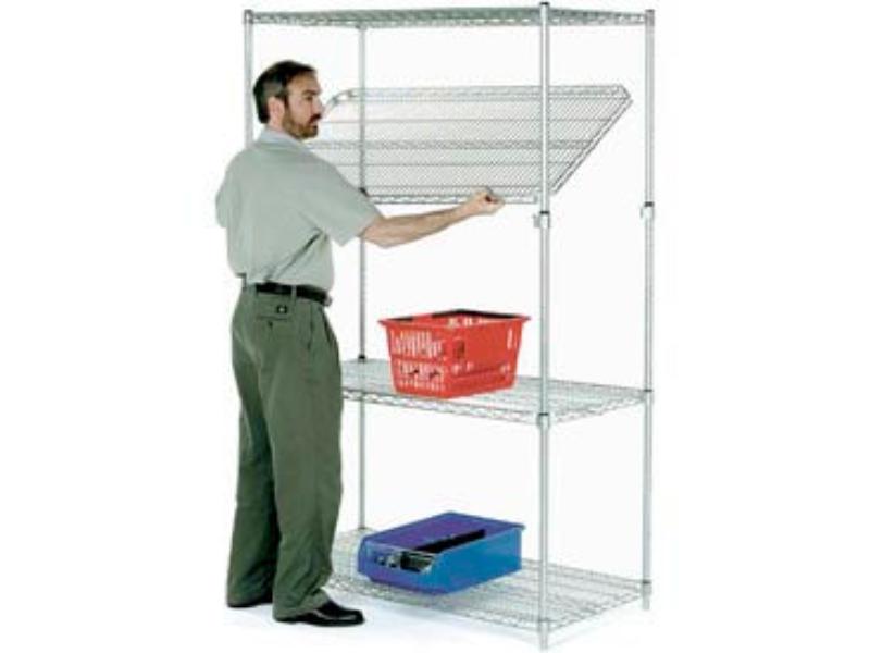 Global Industrial 14489AC Nexel 4 Shelf Chrome Quick Adjust Wire Shelving Unit Starter - 48 x 14 x 96 in.