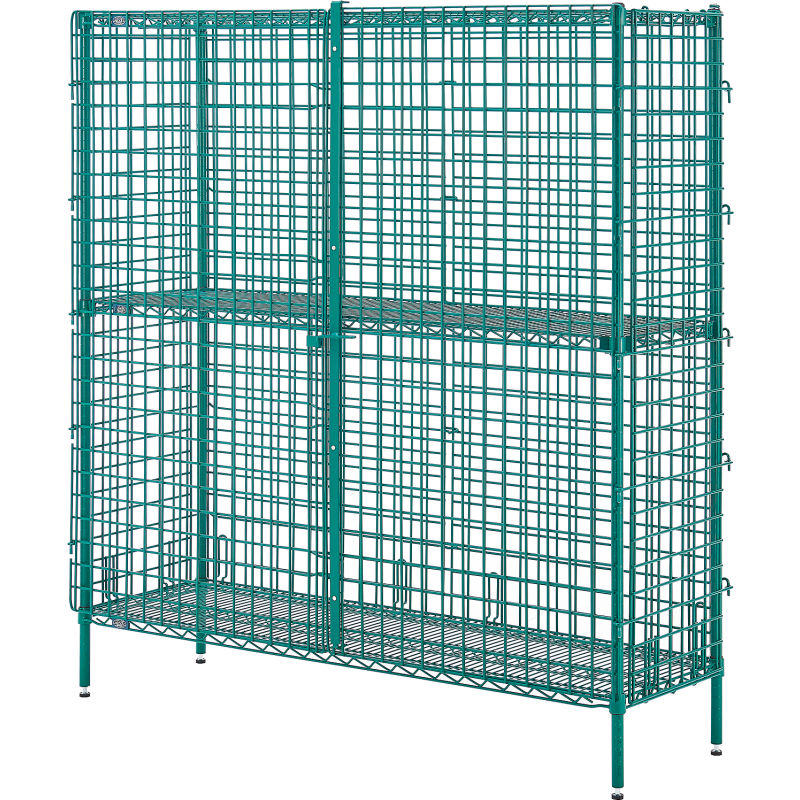 Global Industrial B3249349 Nexel Security Unit Poly-Green 1 Quick Adjust Shelf - 48 x 24 x 66 in.