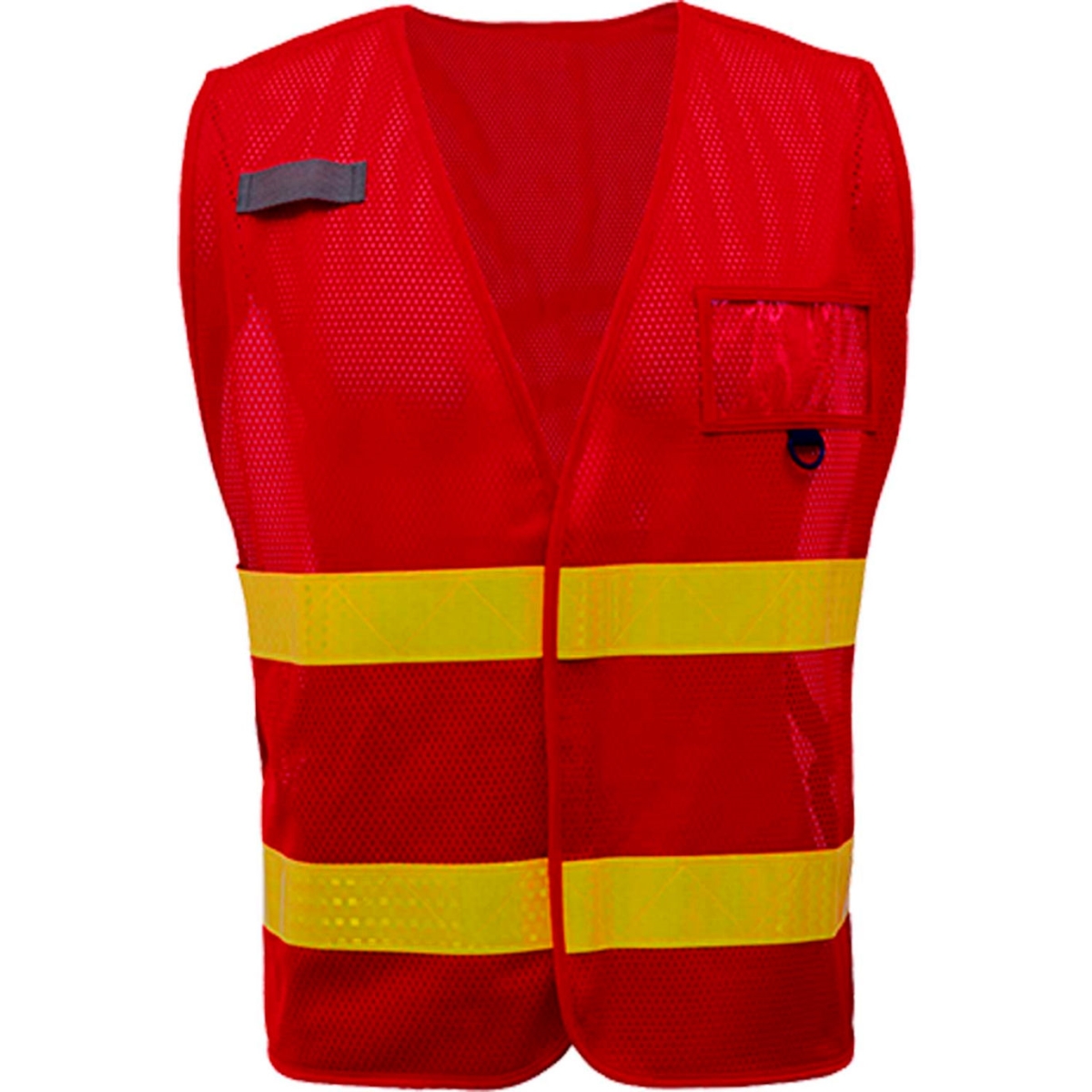 Incident Command Vest- Red Vest w/Lime Prismatic Tape-One size Fits All