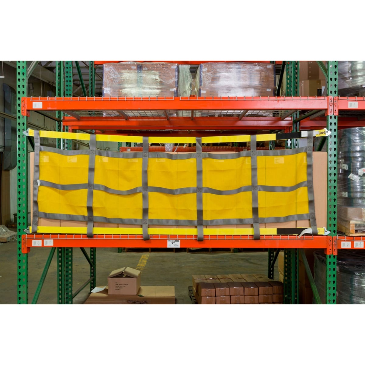 B3185949 Sliding Rack Safety Solutions Netting for 96 in. Bay, Yellow - 2400 lbs