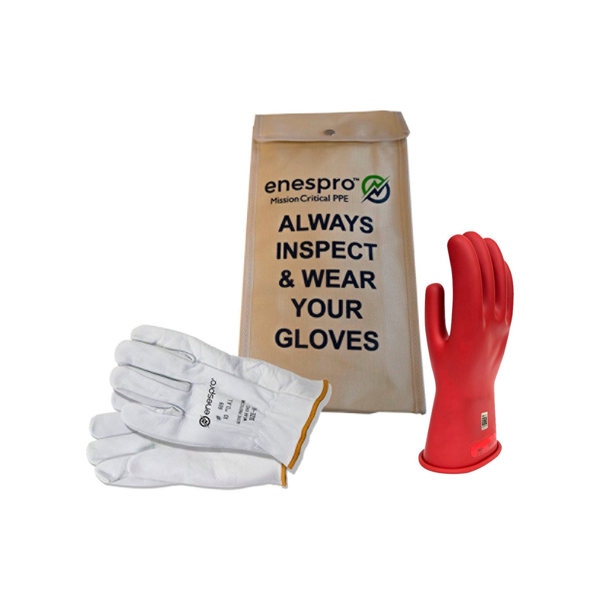B2306148 Enespro Class 0 ArcGuard Rubber Voltage Glove Kit, Yellow - Size 10