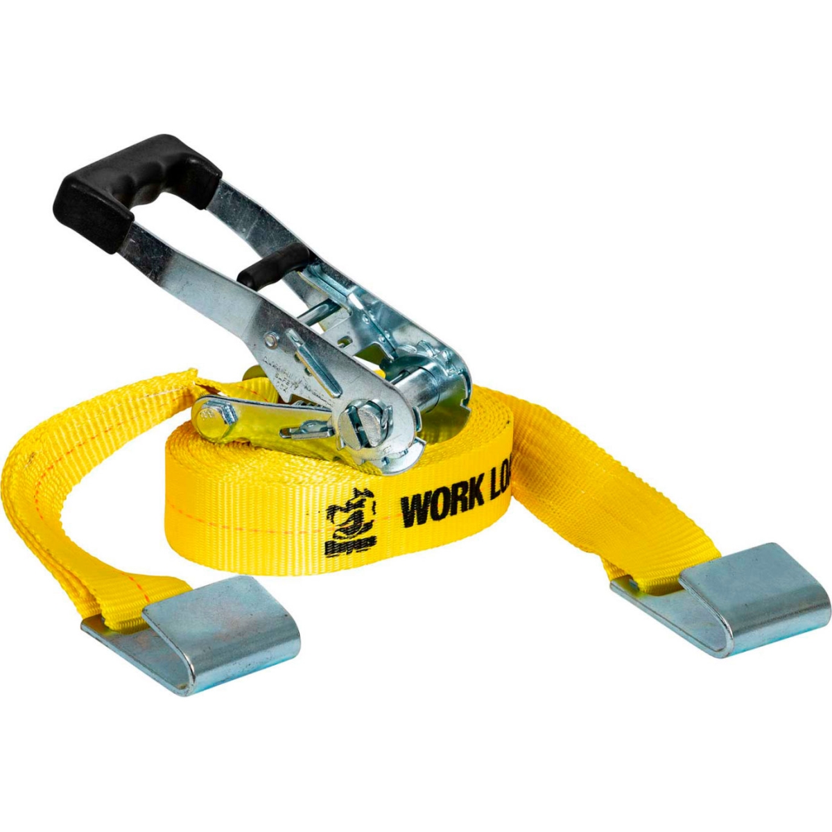 30 Foot Commercial Grade Ratchet Strap with Soft Rubber Grips - Flat Hooks