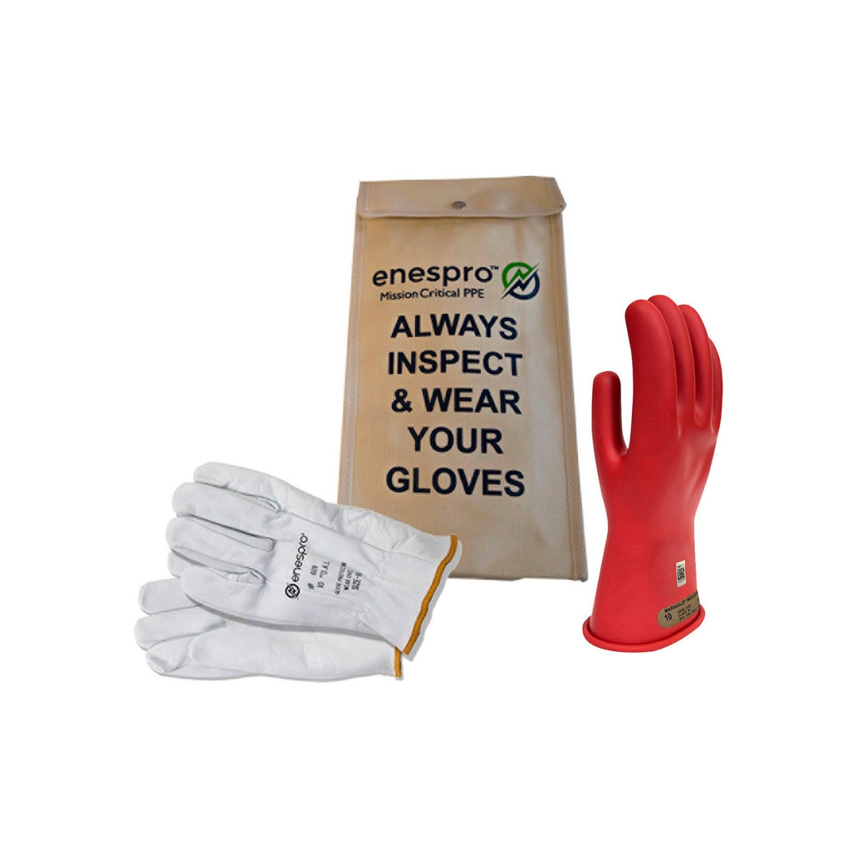 B2306584 Enespro Class 0 ArcGuard Rubber Voltage Glove Kit, Red - Size 9