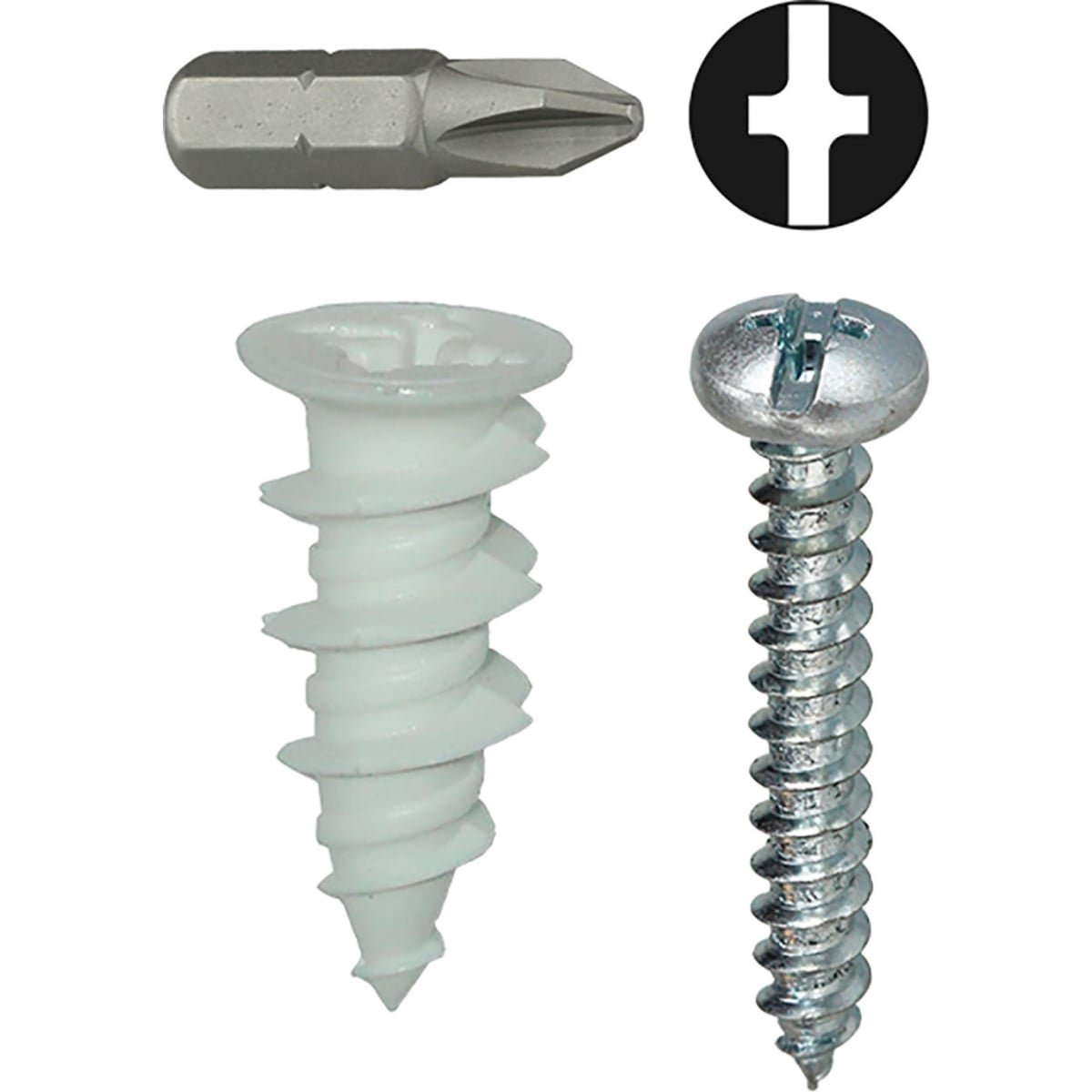 B3147934 Nylon Wall Driller Anchor Kit with No.6 Combo Pan Head Screws - 50 Piece