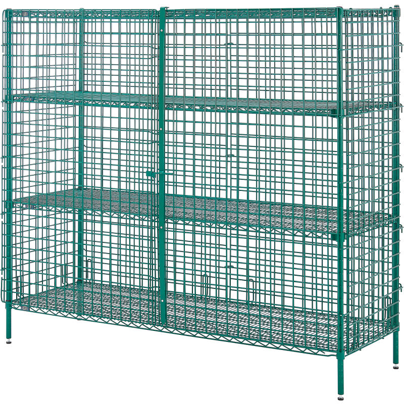 Global Industrial B3249369 Nexel Security Unit Poly-Green 2-Quick Adjust Shelves - 60 x 24 x 66 in.