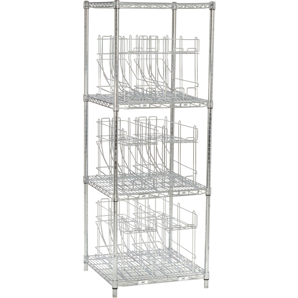 CR2424C 24 x 24 x 66 in. 3 Tier Wire Can Rack System, Silver