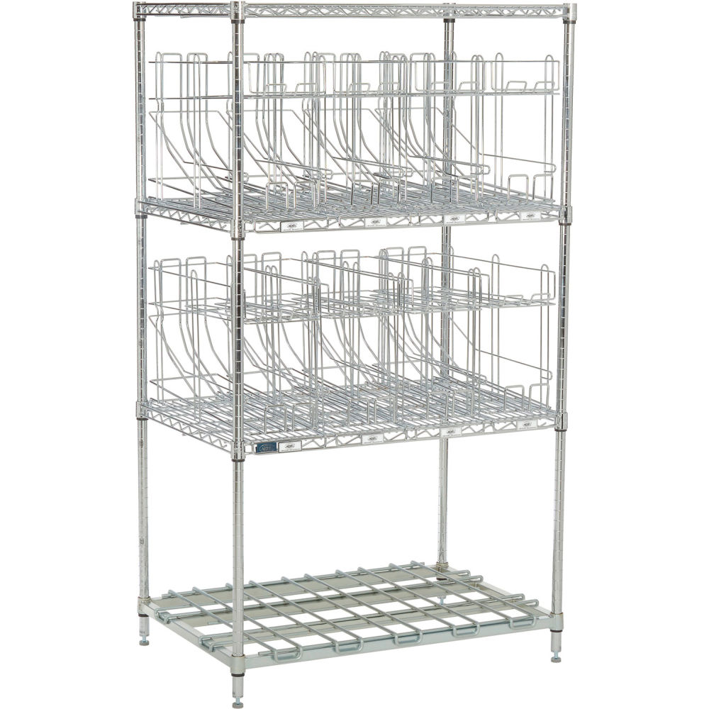 CR2436C 24 x 36 x 66 in. 3 Tier Chrome Wire Can Rack System, Silver