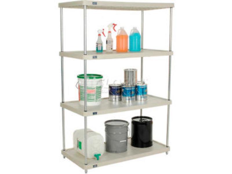 18367ESP 18 x 36 x 74 in. 4 Shelf Silver EP Posts Solid Plastic Shelving Unit, Beige