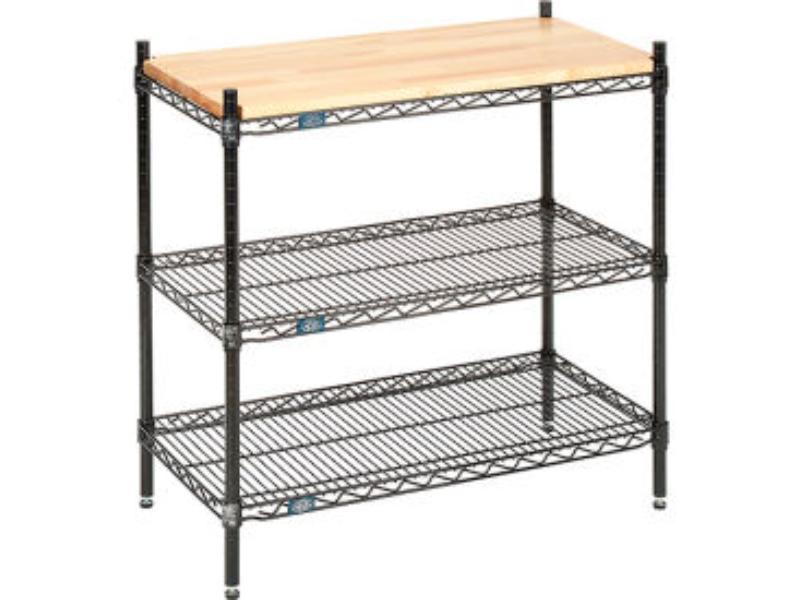 W14243B3 14 x 24 x 34 in. 3 Tier Wire Shelving Display Unit, Black Epoxy