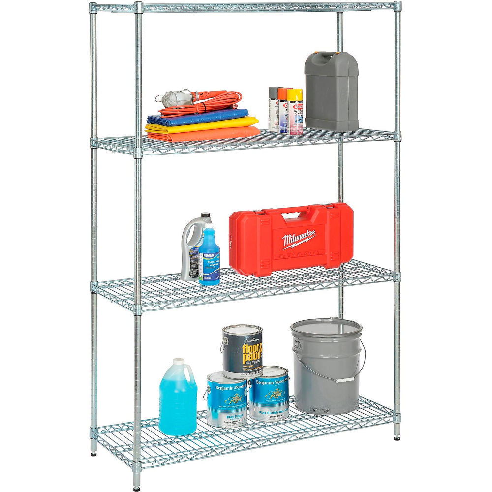 VP18367NC 18 x 36 x 74 in. 4 Tier Economy Wire Shelving Starter Unit, Nickel Chrome