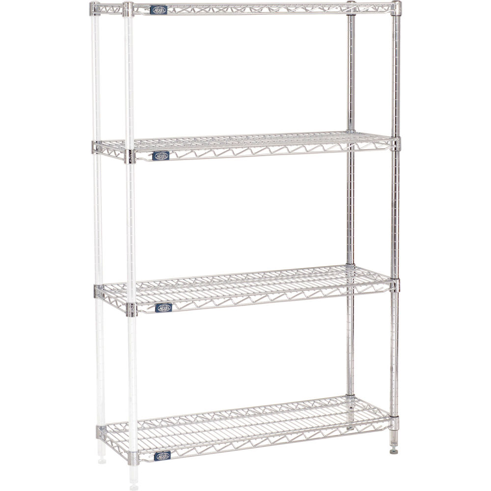 A12366C 12 x 36 x 63 in. 4 Tier Wire Shelving Add-On Unit, Chrome