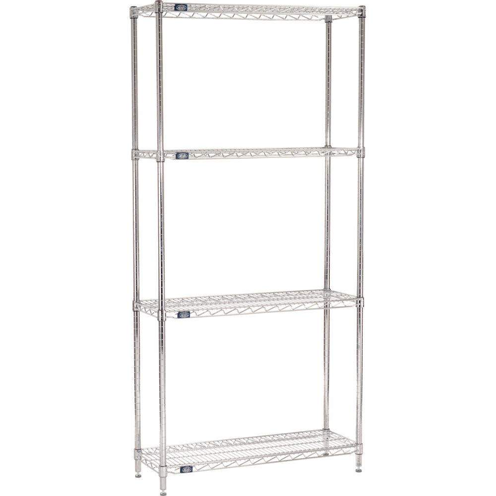 12367C 12 x 36 x 74 in. 4 Tier Wire Shelving Starter Unit, Chrome