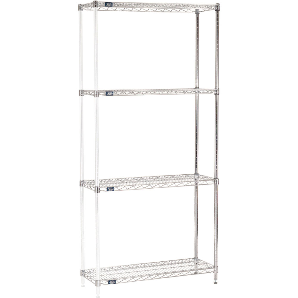 A12367C 12 x 36 x 74 in. 4 Tier Wire Shelving Add-On Unit, Chrome