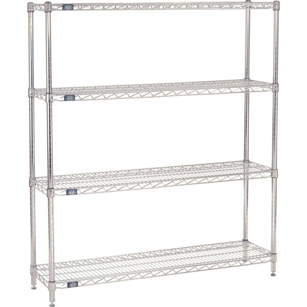12486C 12 x 48 x 63 in. 4 Tier Wire Shelving Starter Unit, Chrome