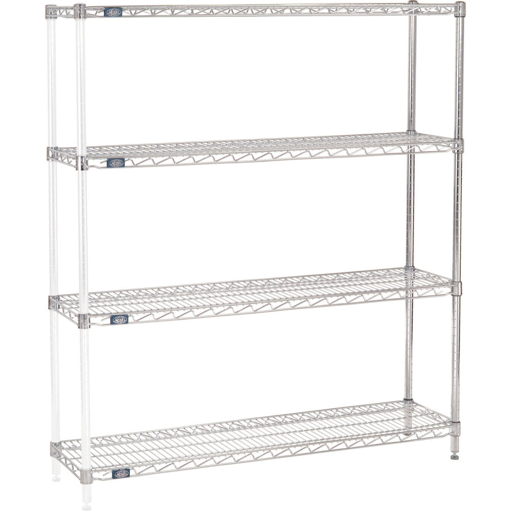 A12486C 12 x 48 x 63 in. 4 Tier Wire Shelving Add-On Unit, Chrome