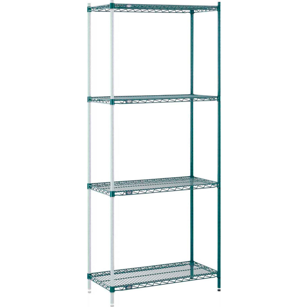 A12365G 12 x 36 x 54 in. Poly 4 Tier Wire Shelving Add-On Unit, Green Epoxy