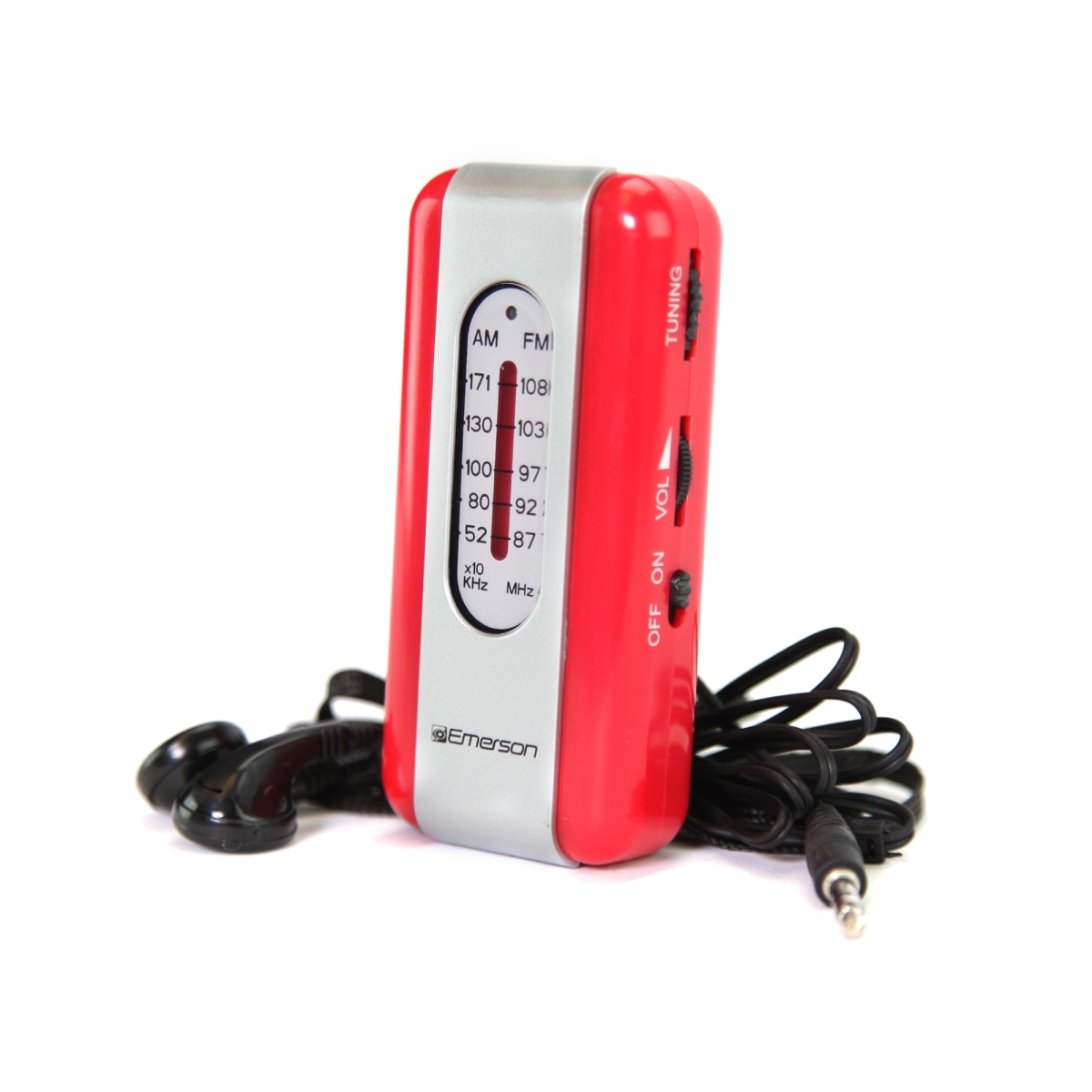 Picture of Emerson ER-7002 RED Portable AM & FM Radio with Earbuds&#44; Red