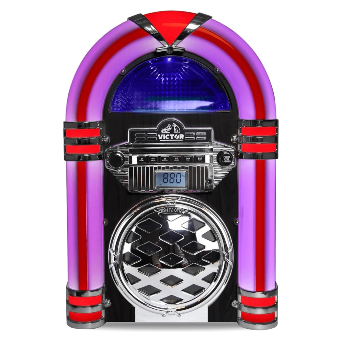 Picture of Victor VDTJ-1550-BK Broadway Desktop CD Bluetooth Jukebox with Multicolor LED Lighting&#44; Black