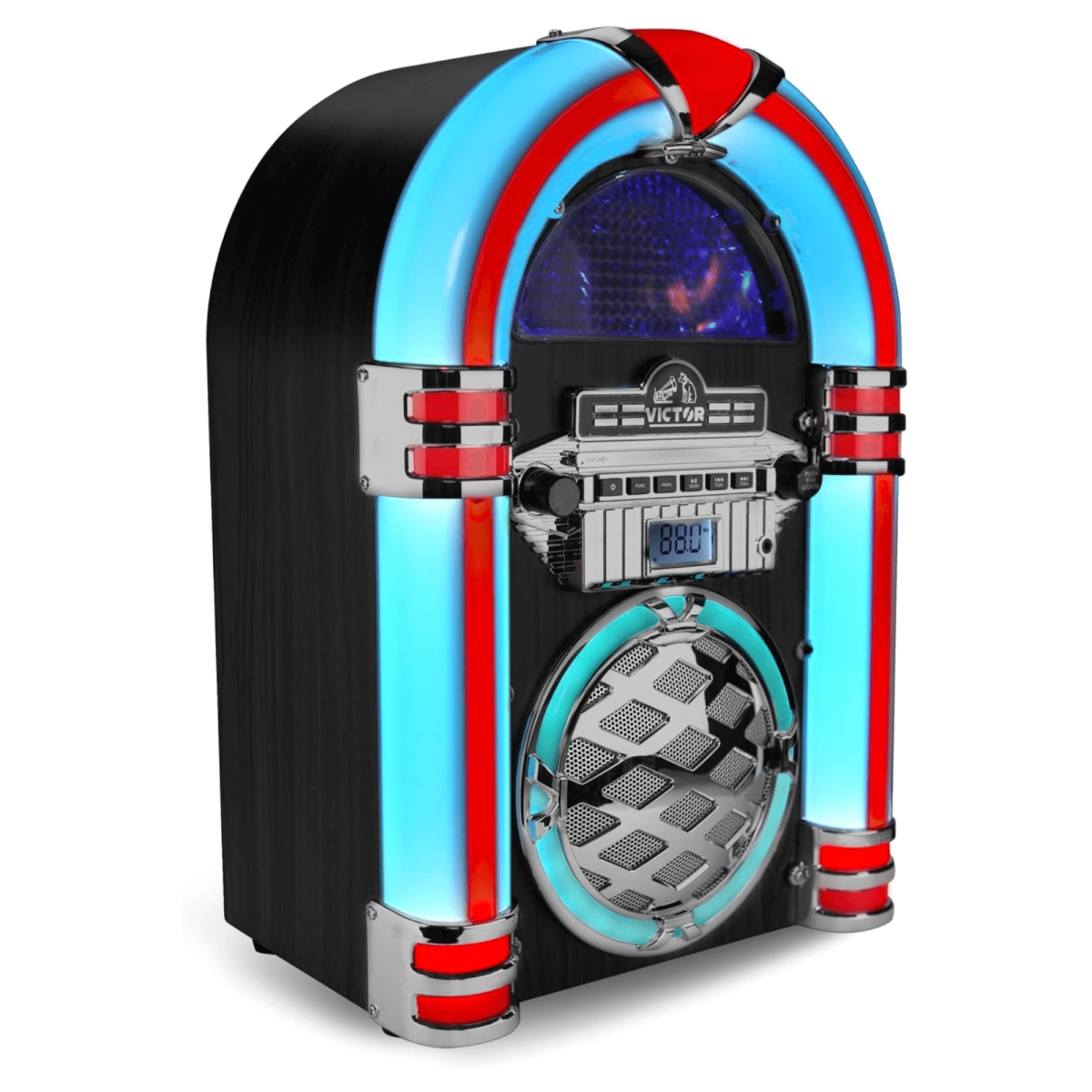 Picture of Victor VDTJ-1450-BK Wilshire Desktop Bluetooth Jukebox with Multicolor LED Lighting&#44; Black