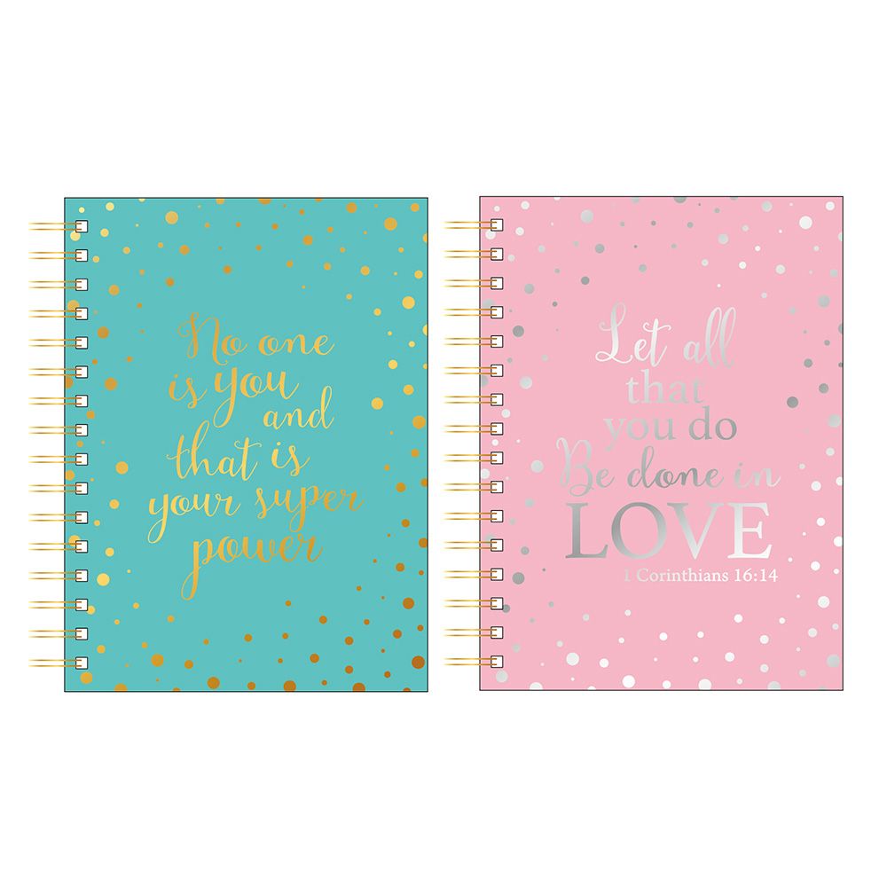 Picture of Eros Wholesale MG8017 8.5 x 6.25 in. Jumbo Spiral Pastel Inspired Thoughts Hotstamp Journal - 2 Designs - 160 Sheet - 24 Per Case - Case of 6