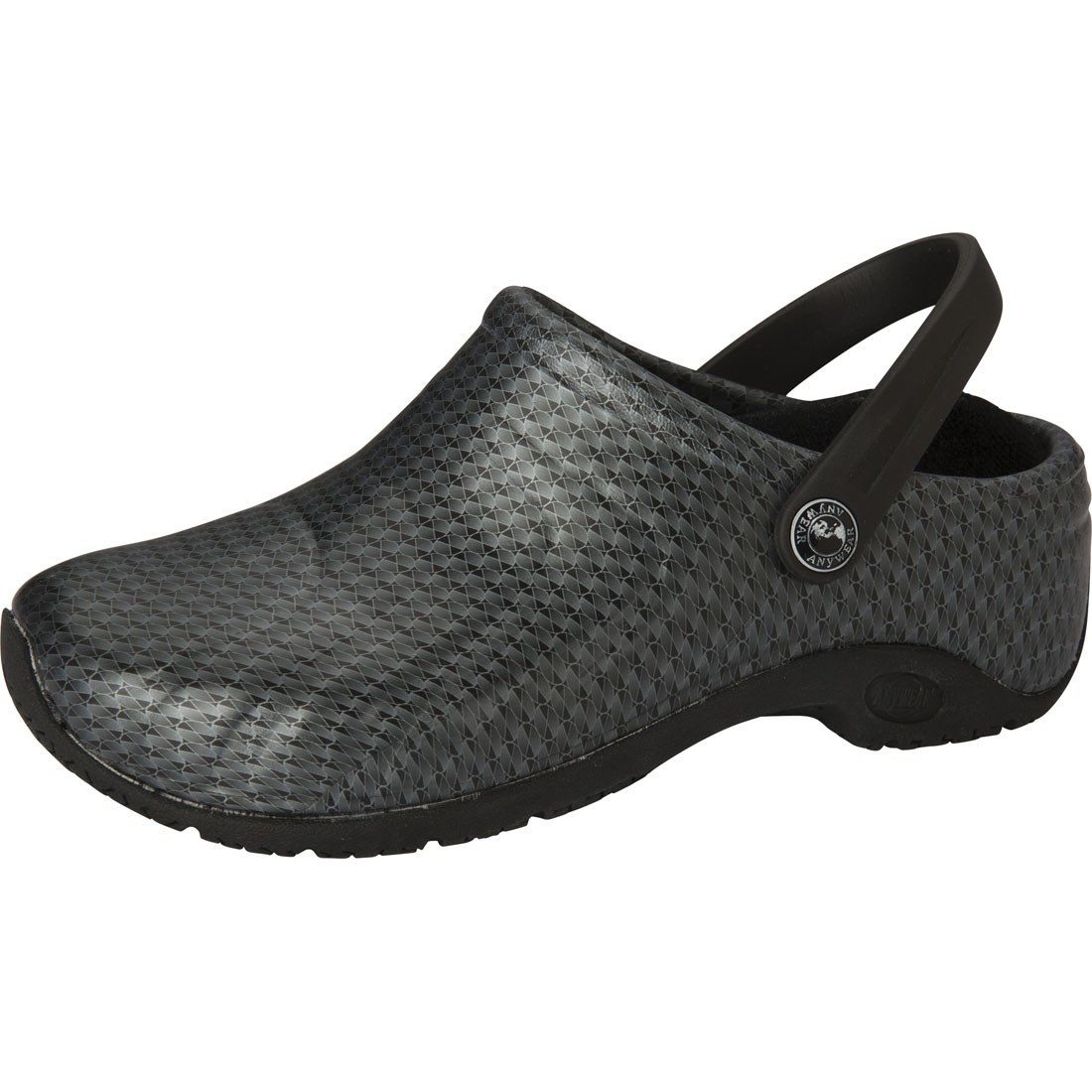 Picture of Anywear Zone Bspn 7 Zone Injected Clog with Backstrap - Black Silver Pattern - Size 7