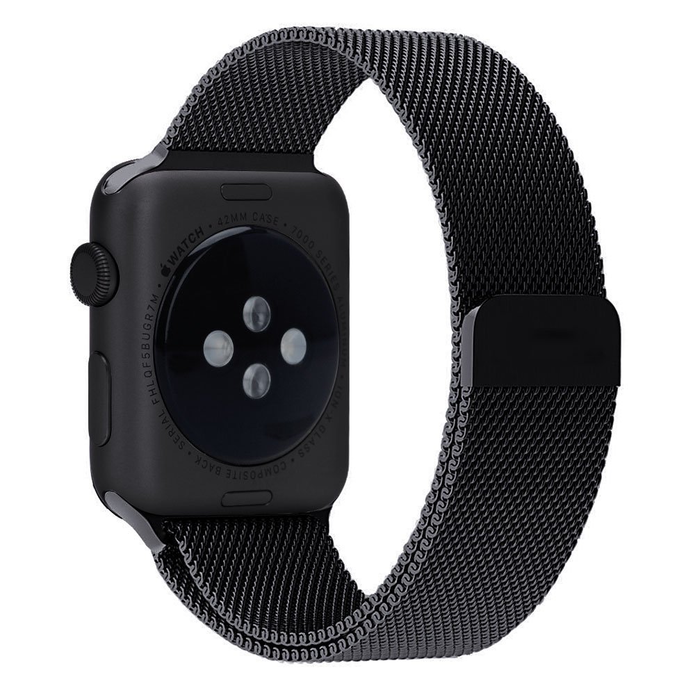 38 mm Watch Band Mesh Loop with Fully Strong Magnetic Stainless Steel Closure Clasp Milanese Strap for Apple iWatch Sport & Edition - Black -  Trinket Treasures, TR413837