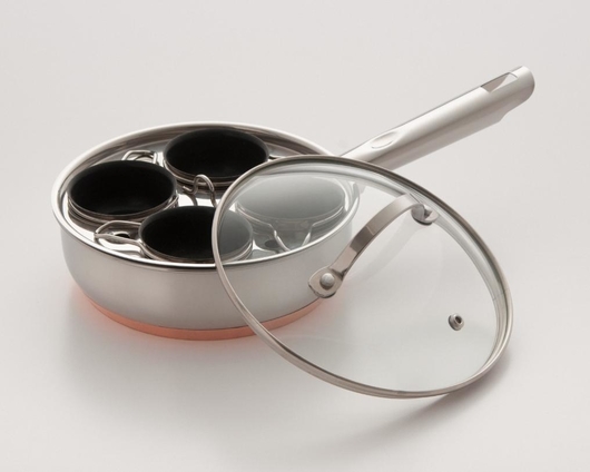 Picture of Cookpro 520 Excelsteel 4 Cup Copper Impact Bonding Nonstick Egg Poacher - Silver
